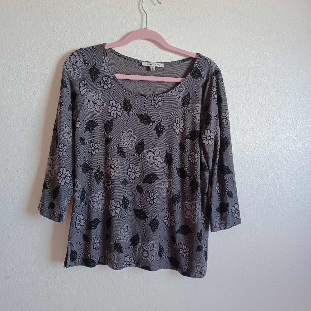 Rose + olive blouse top